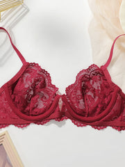 Women Red Lace Wireless Bralette