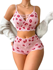 Women Sexy Lip Print lingerie