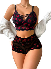 Women Sexy Lip Print lingerie