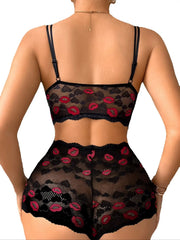Women Sexy Lip Print lingerie