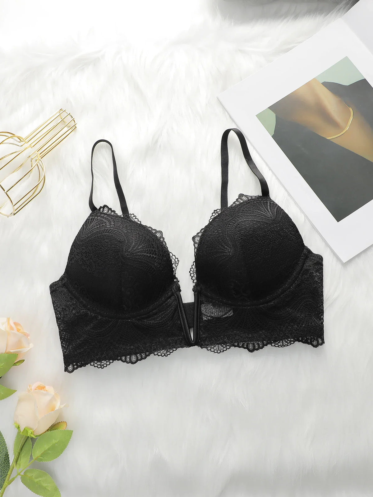 Women's Deep V Sexy Lace Flower Underwear