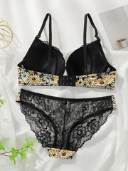 Women's Embroidered Lace Chrysanthemum Pattern Underwear
