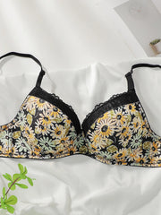 Women's Embroidered Lace Chrysanthemum Pattern Underwear