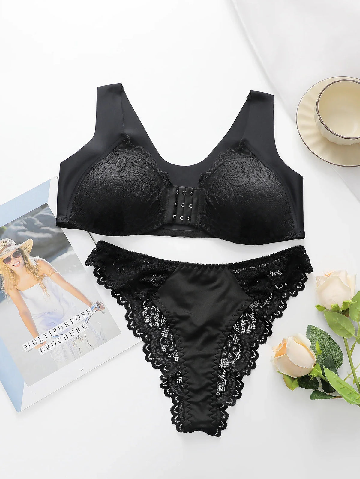 Women's Front-Buckle Lace Seamless Underwear