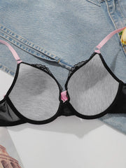 Women's Pink Lace Color blocked Underwear