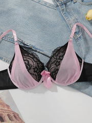 Women's Pink Lace Color blocked Underwear