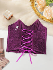 Women's Sexy Floral Print Strapless Fishbone Waist-Cinching Vest Slim Fit