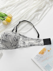 Women's Sexy Mesh Flower Plus Size Bra