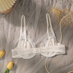 Women's White Lace Underwire Unpadded Bra