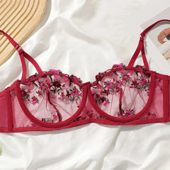 Women's Wine Red Lace Bra