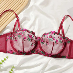 Women's Wine Red Lace Bra