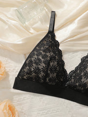 Women's embroidered lace flower plus size Bra