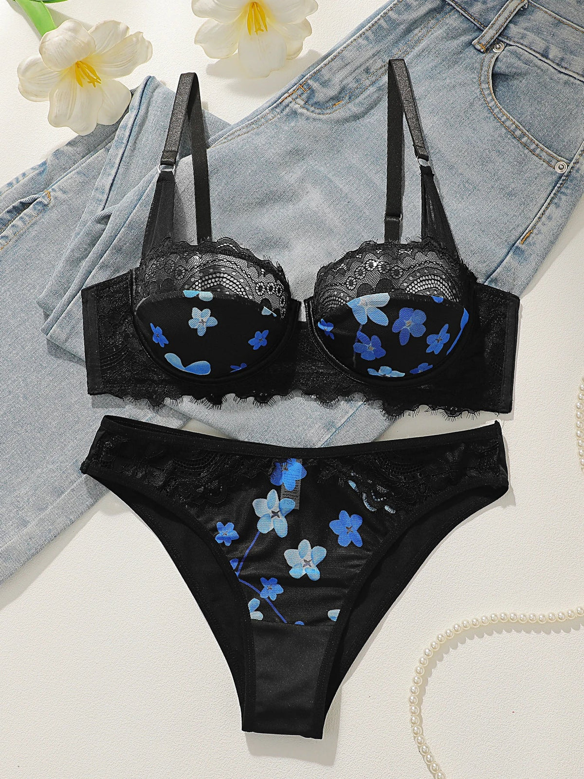 Women's floral sexy lingerie