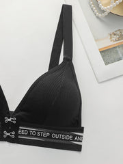 Women's front buckle letter strap Bra