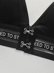 Women's front buckle letter strap Bra