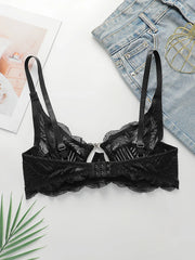 Women's front button ultra-thin lace sexy Bra
