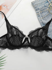 Women's front button ultra-thin lace sexy Bra