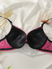 Women's lace embroidery flower sexy with steel ring gathering push up Bra