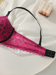 Women's lace embroidery flower sexy with steel ring gathering push up Bra