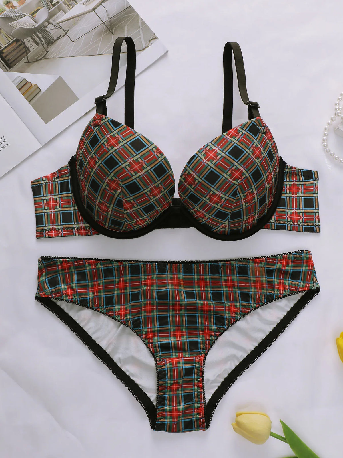 Women's plaid sexy lingerie
