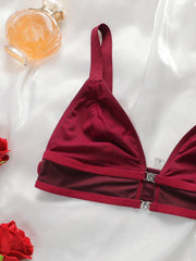 Women's red sexy front button without steel ring Underwear