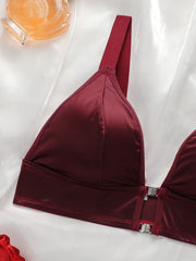 Women's red sexy front button without steel ring Underwear