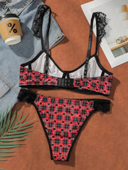 Women's sexy checkered lace lingerie