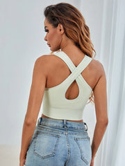 Women's sexy cross belt sports vest without steel ring