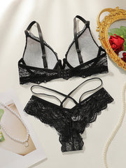 Women's sexy deep V-embroidered lace lingerie