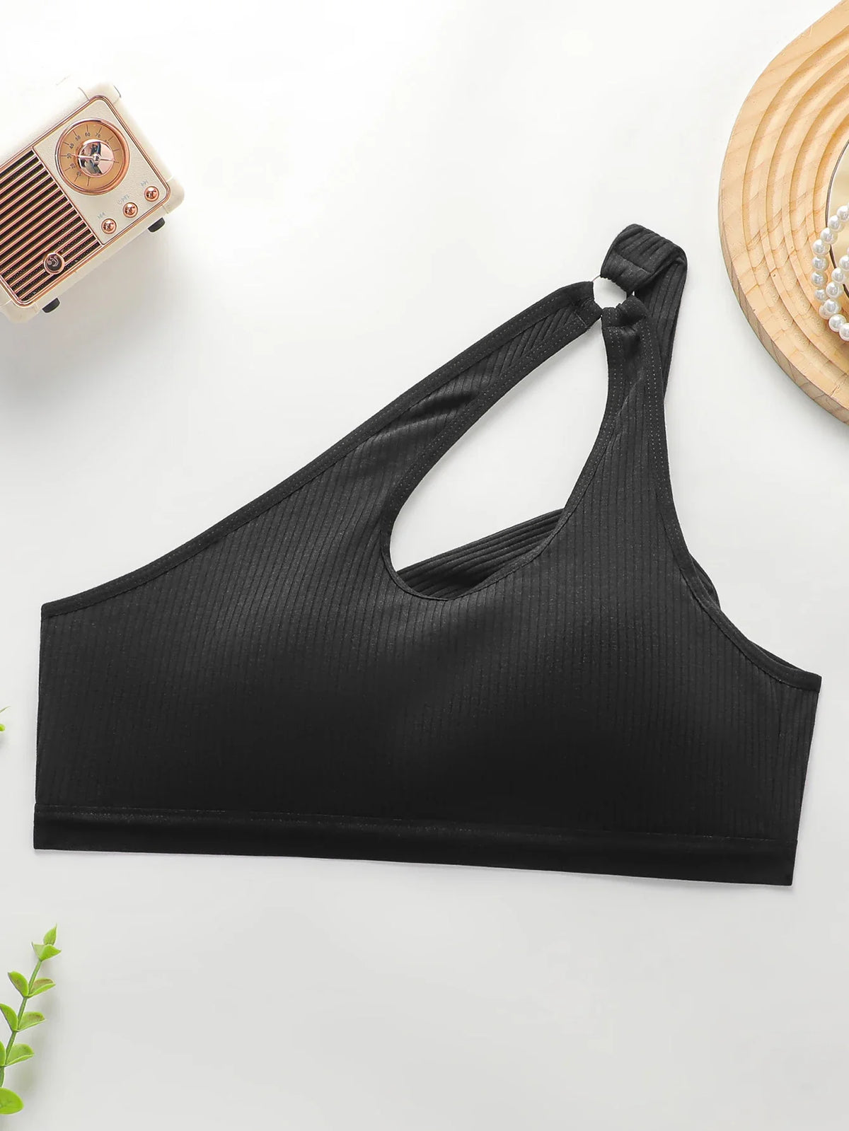Women's sexy diagonal cross shoulder strap vest Bra