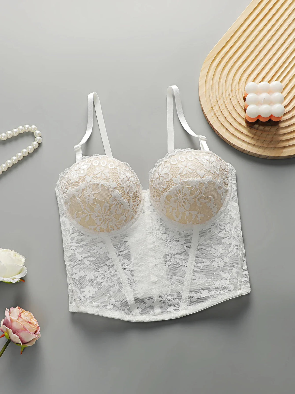 Women's sexy embroidered fishbone lace Bra