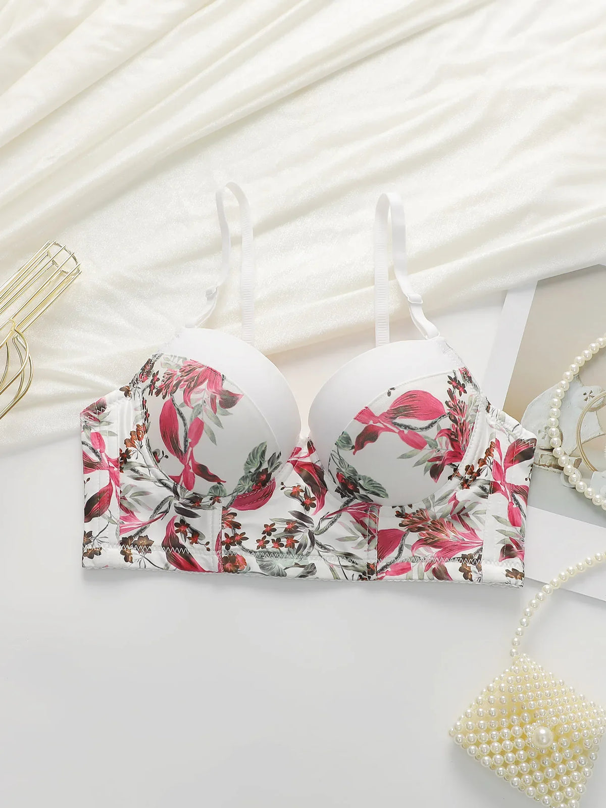 Women's sexy embroidered floral lingerie