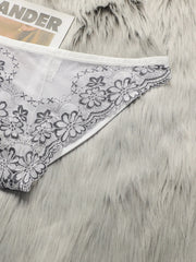 Women's sexy embroidered flower lace Thong