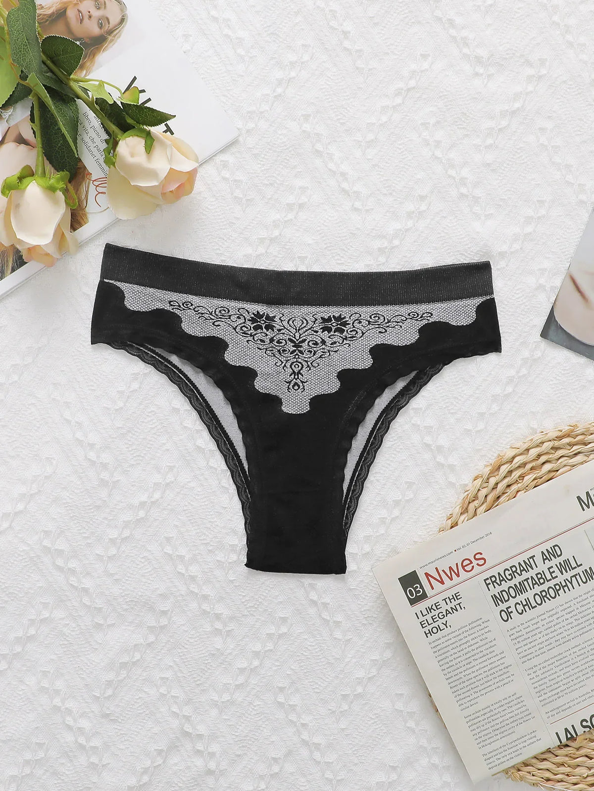 Women's sexy embroidered flower triangle Underwear