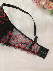 Women's sexy embroidered lace flower plus size Bra