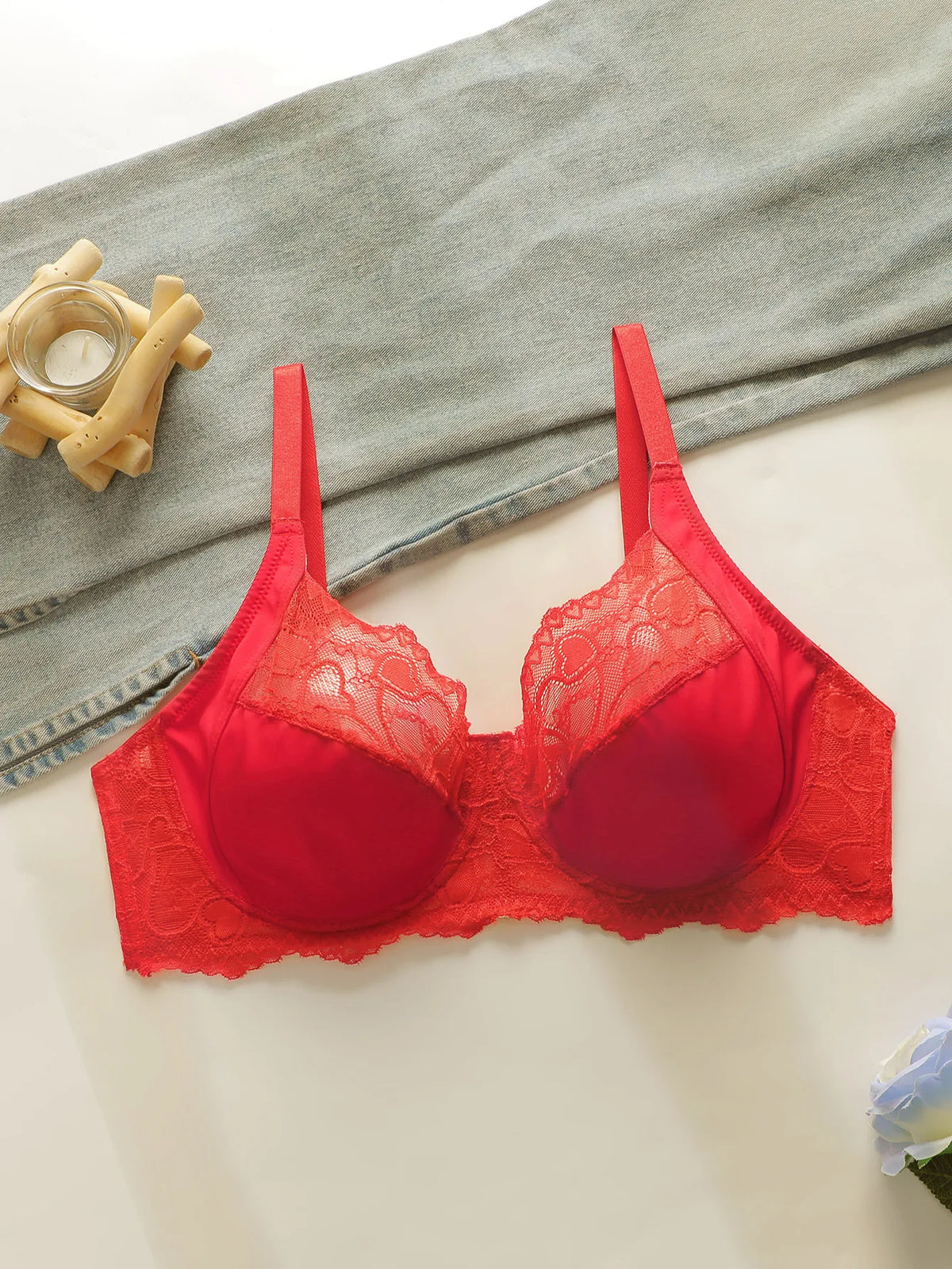 Women's sexy embroidered lace plus size Bra