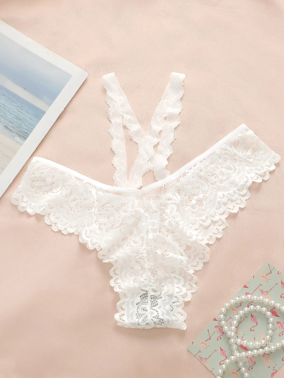 Women's sexy embroidered lace Thong