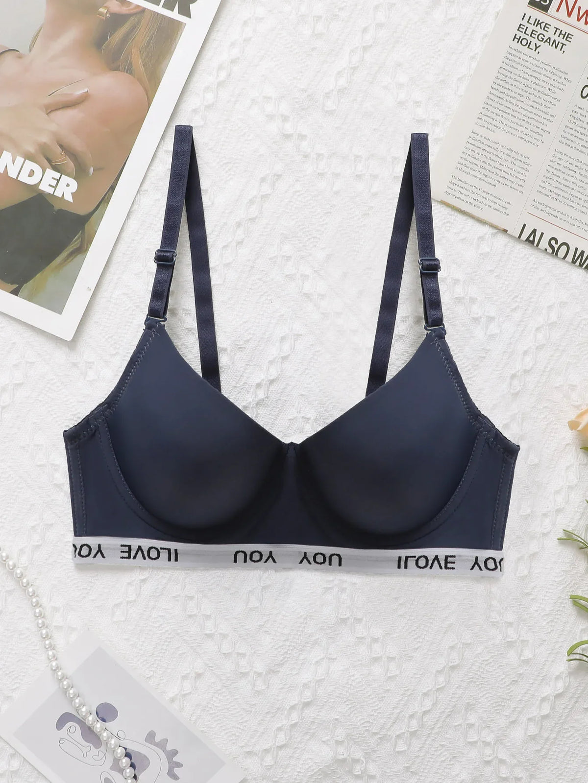 Women's sexy embroidered letter belt Bra