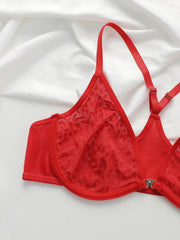 Women's sexy front buckle leopard print lingerie