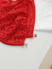 Women's sexy front buckle leopard print lingerie