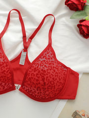 Women's sexy front buckle leopard print lingerie