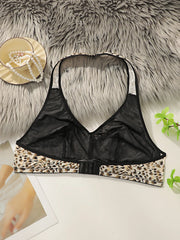 Women's sexy hanging neck leopard print plus size Underwear