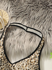 Women's sexy hanging neck leopard print plus size Underwear