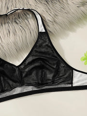 Women's sexy hanging neck leopard print plus size Underwear