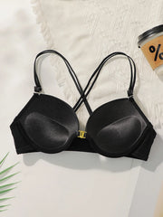 Women's sexy lace front buckle back cross strap lingerie