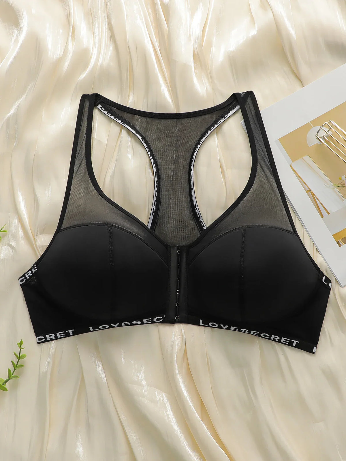 Women's sexy lace front buckle letter strap plus size Bra