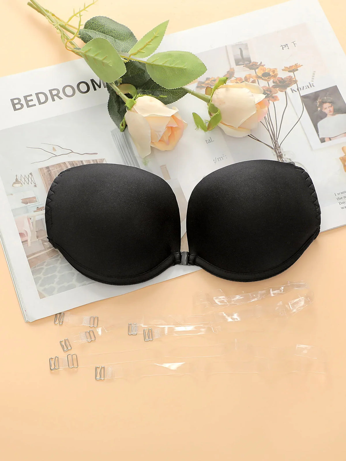 Women's sexy light front buckle with transparent shoulder strap Underwear