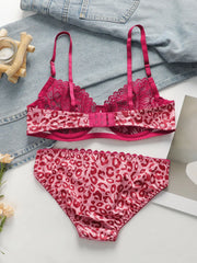 Women's sexy pink leopard print lace Bra