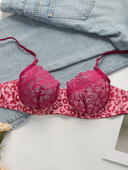 Women's sexy pink leopard print lace Bra