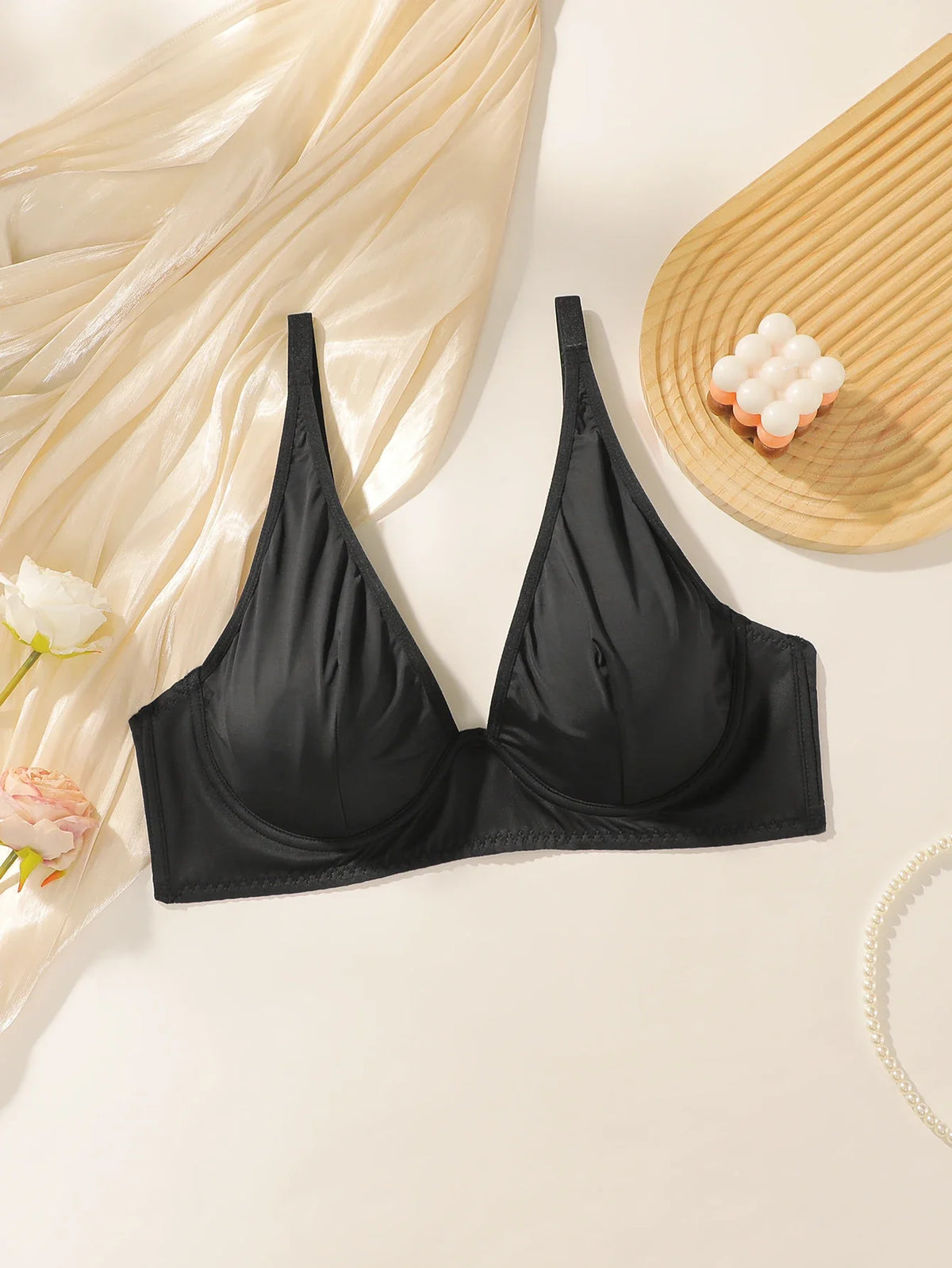 Women's smooth solid color half cup plus size Bra